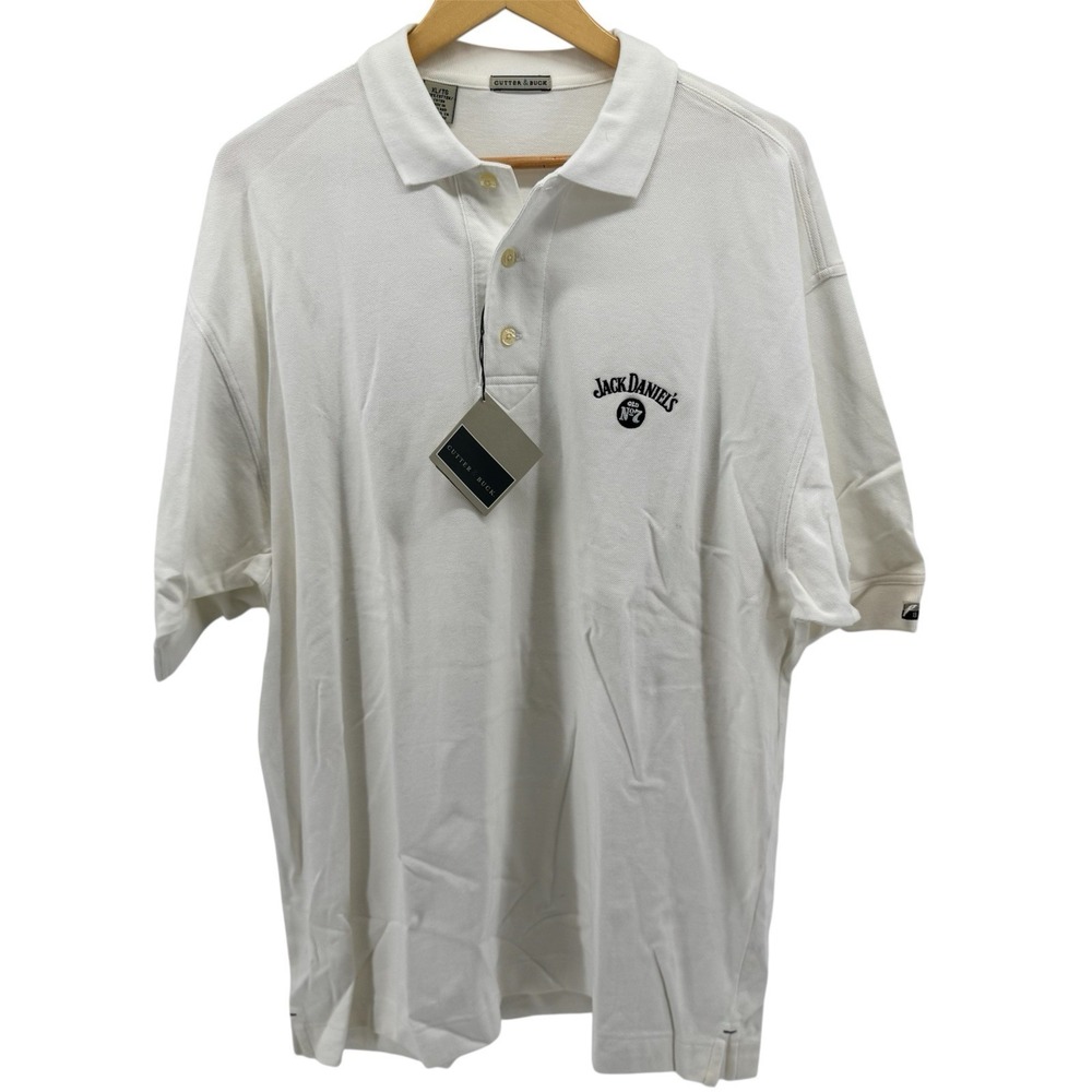 NWT Jack Daniels Polo Shirt Men's XL White Cutter & Buck Golf Whiskey Bartender